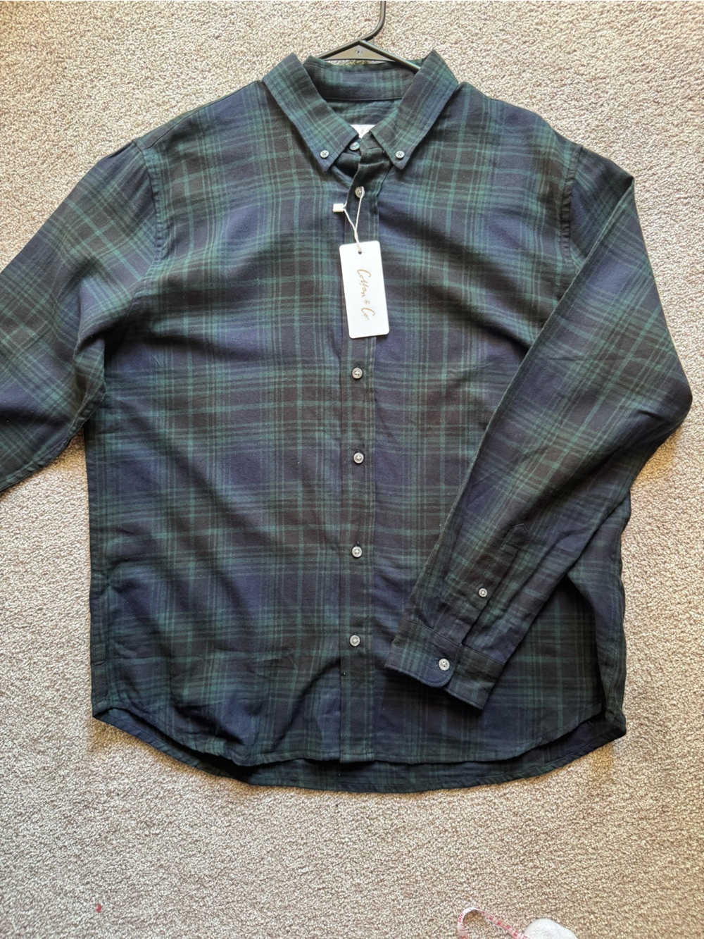Cotton & Co Men’s Green Plaid Flannel Shirt XL NWT